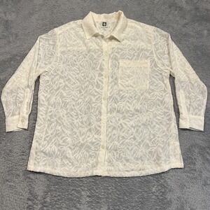 Anne Klein Sheer Floral Top Women's Large Button Up Long Sleeve Shacket‎
